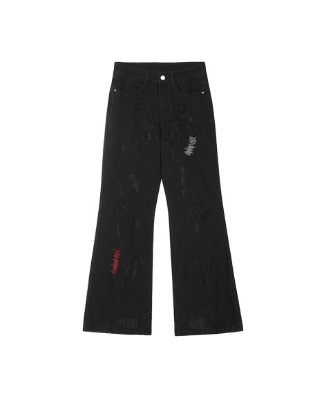 Harajuku Fashionista Women's Embroidered Denim Pants