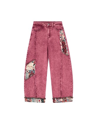 Fashionable and unique women's straight-leg jeans