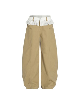 Elegant women's cotton trousers, plain-colored casual trousers