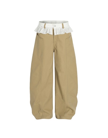 Elegant women's cotton trousers, plain-colored casual trousers