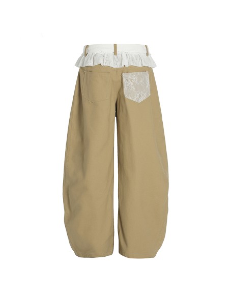 Elegant women's cotton trousers, plain-colored casual trousers