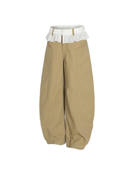 Elegant women's cotton trousers, plain-colored casual trousers