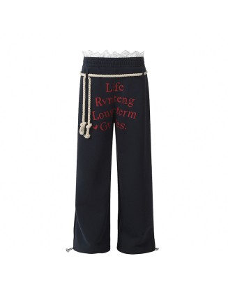 Straight-leg printed trendy women's casual pants