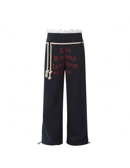 Straight-leg printed trendy women's casual pants