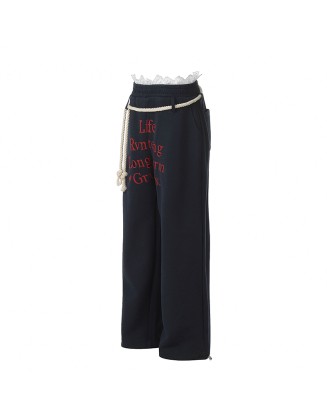 Straight-leg printed trendy women's casual pants