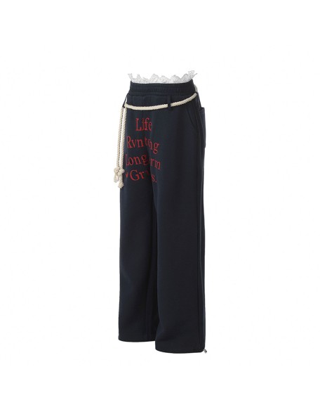 Straight-leg printed trendy women's casual pants