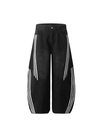 Fashionable urban men's striped casual jeans
