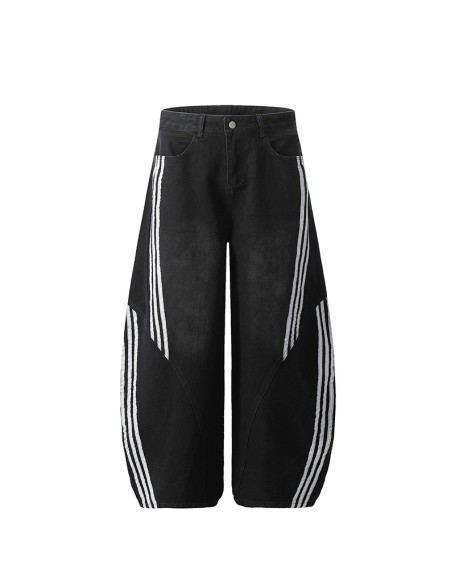 Fashionable urban men's striped casual jeans
