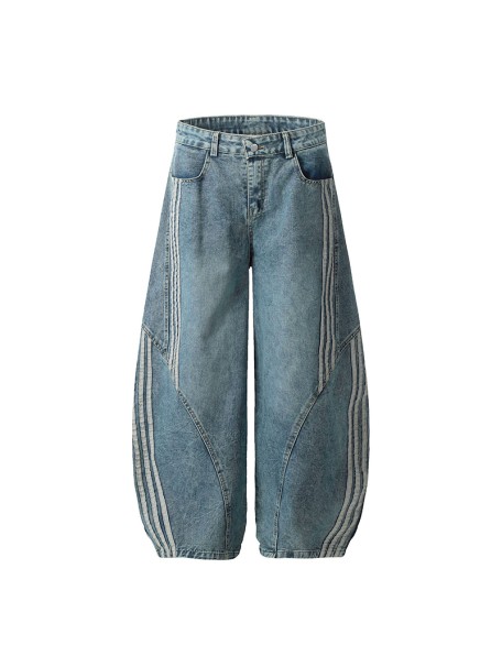Fashionable urban men's striped casual jeans