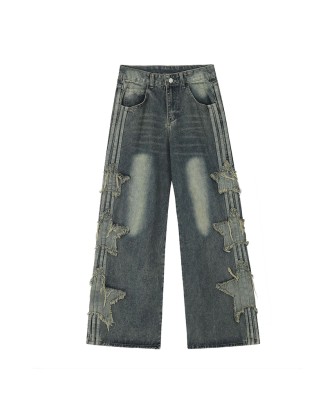 Street fashion men's distressed denim casual pants