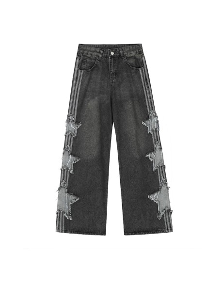 Street fashion men's distressed denim casual pants