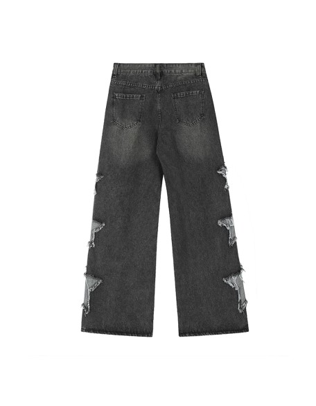 Street fashion men's distressed denim casual pants