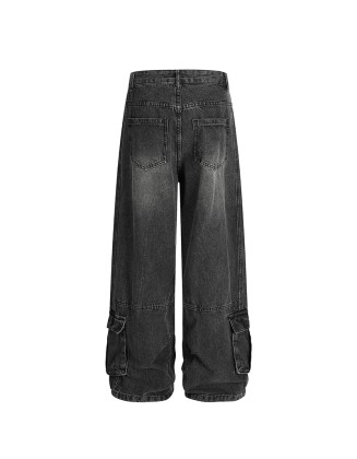 Streetwear Men's Solid Color Cotton Workwear Jeans