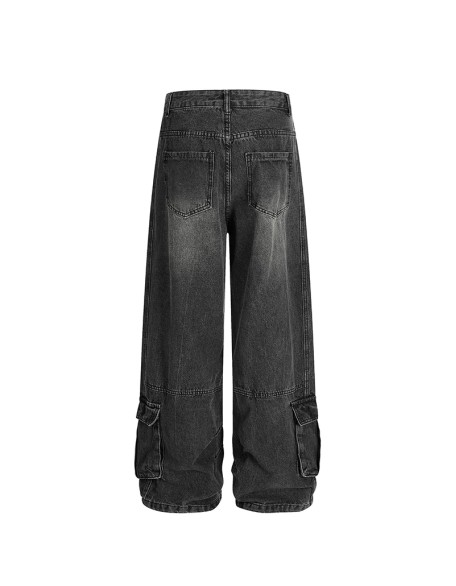 Streetwear Men's Solid Color Cotton Workwear Jeans