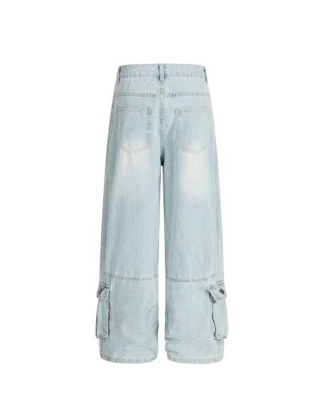 Streetwear Men's Solid Color Cotton Workwear Jeans