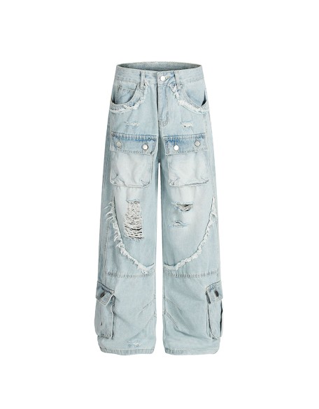 Streetwear Men's Solid Color Cotton Workwear Jeans