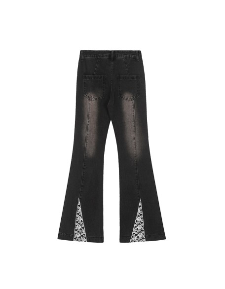 Street fashion butterfly-decorated straight-leg jeans