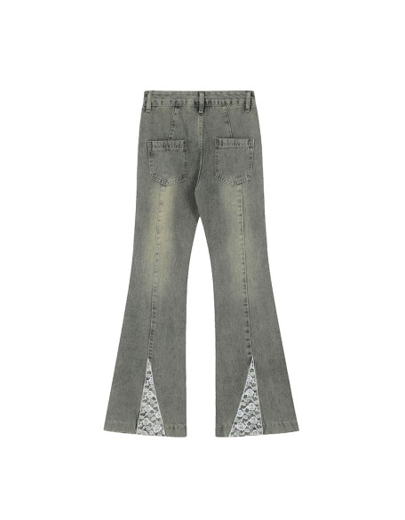Street fashion butterfly-decorated straight-leg jeans
