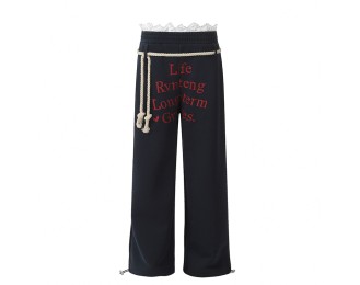 Straight-leg printed trendy women's casual pants