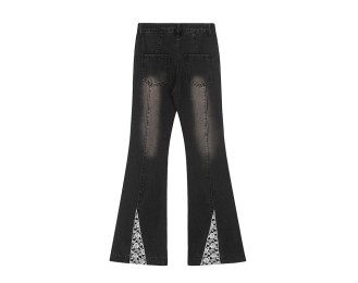 Street fashion butterfly-decorated straight-leg jeans